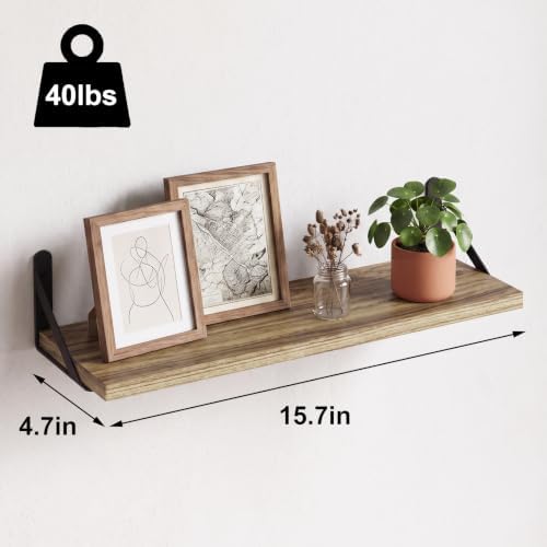 Fixwal Width 4.75 Inches Floating Wall Shelves, Set of 8, Light Carbonized