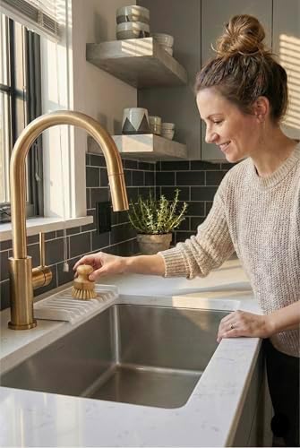 Effilogic Silicone Sponge Holder Self-Draining Sink Organizer Faucet Mat for Kitchen Countertop Protector Large White