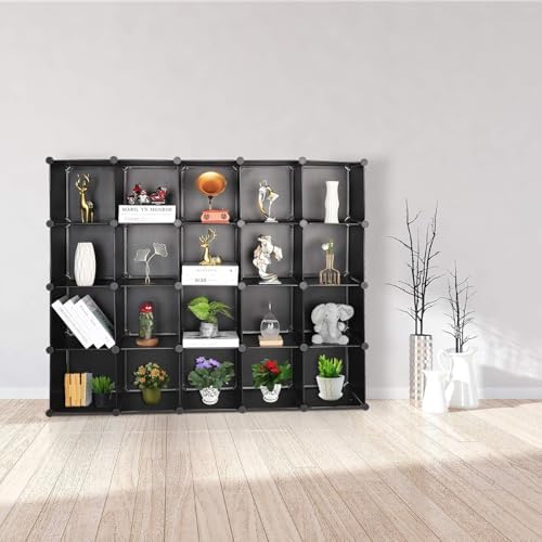 Cube Storage Organizer, DIY Plastic Closet Cabinet Modular Bookcase, Storage Shelves for Bedroom Living Room, Office（20-