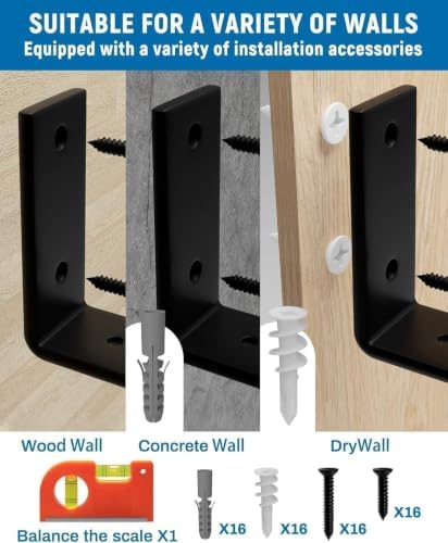 LEOPO 10 inch Shelf Brackets 8-Pack, 1/5" Thick Floating Shelf Bracket