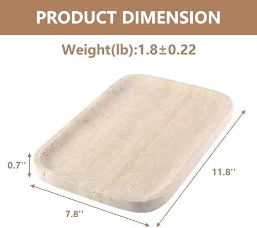 Marble Vanity Tray, Travertine Bathroom Tray Countertop, Beige Stone Decorative Dresser Serving Trays, Kitchen Sink Stor