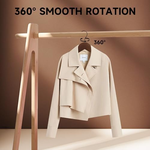 Wooden Top Hangers with 360° Swivel Hook, Walnut, 96-Pack