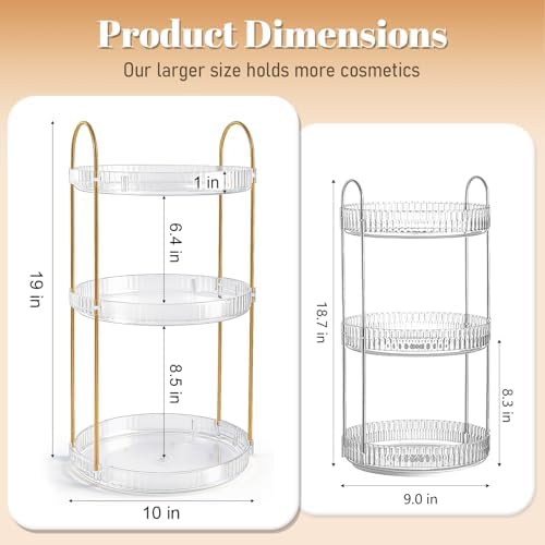 360° Rotating Makeup Organizer Large Capacity Perfume Tray, 2 Tier, Clear