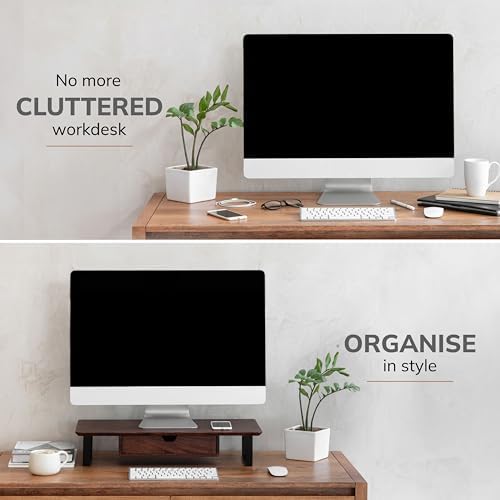 Anji Mountain Monitor Stand for Desk - Desktop Organizer & Laptop Riser, Ergonomic Monitor Riser, Space-Saving, Durable,