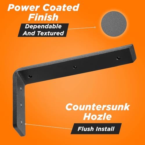 BATODA 12” Countertop Support Steel Brackets (2 PCS), Heavy Duty L Bracket