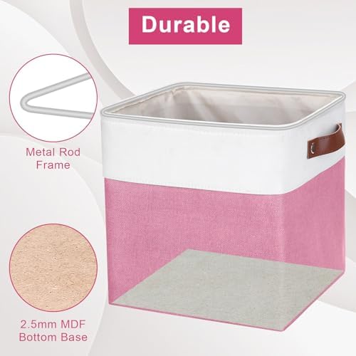 Bagnizer Collapsible Fabric Storage Cubes 11x11 Cube Storage Bins, 4 Pack Closet Baskets Box with Handles for Organizing