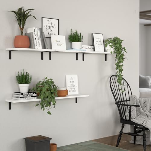 DOLLFIO Floating Wall Shelves, Decor & Storage, White, 16.5'', 5Pcs