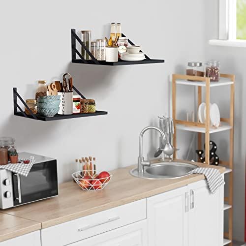 Tectocker-DOU 2 Pc Deep Floating Wall Shelves, Heavy Duty, 16x12, Black