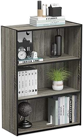 Furinno PASIR Book Shelf, 3-Tier Bookshelf, Storage Shelves Bookcase, 9.7 x 23.7 x 31.5, for Living Room, Bedroom, Home 