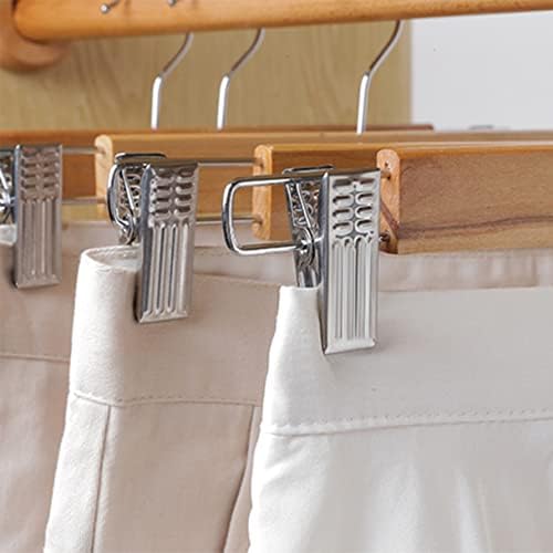 Tosnail 15 Pack 14" Natural Wooden Hangers Skirt Pants Clothes Hangers with Clips and 360° Swivel Hook, Heavy Duty Jeans Hangers - Natural