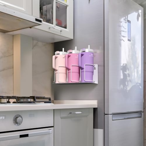 Sorbus Magnetic Cup Holder for Fridge, 3-Cup Organizer (White, 1 Pack)