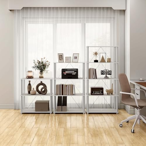 HOMES: INSIDE + OUT Apexa Modern 3-Tier Wide Shelving Units, Collectibles Display Shelves, Easy Assembly Standing Shelf,