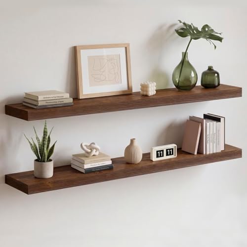 Homeforia 42 Inch Floating Shelves, High-End Solid Pine Wood, Set of 2