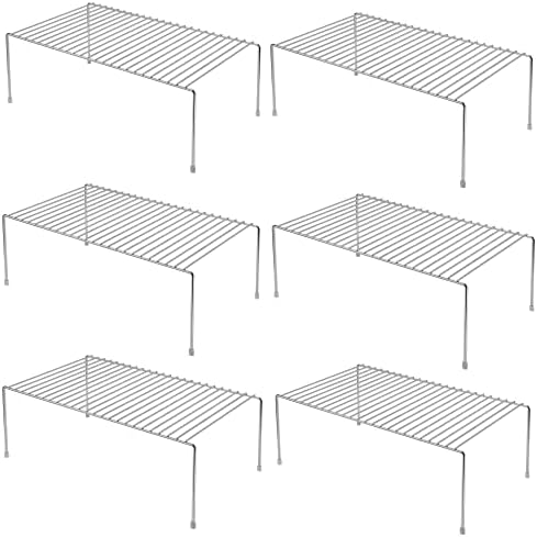 iPEGTOP Set of 6 Large (15.7 x 9.4 Inch) Kitchen Cabinet Organizer Shelf, Wire Freezer Storage Shelves Rack, Rustproof S