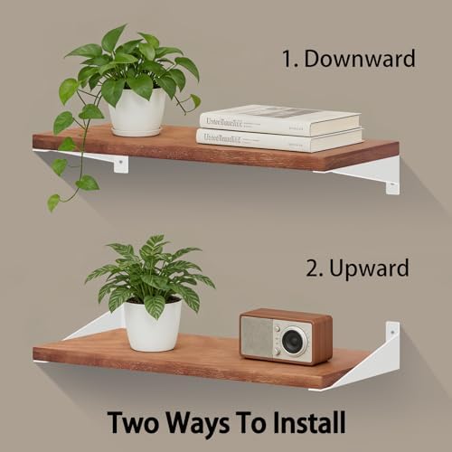 BRATA Shelf Brackets White 8 Inch, 4 Pack, Metal Shelving Brackets