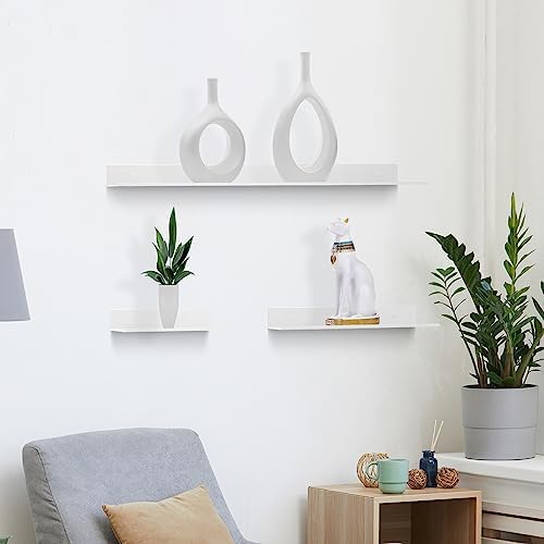 Z metnal White Floating Shelves, Wall Shelf, Metal Square Shelf for Display Collection, Aluminum, Wall Mounted, White, 2