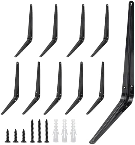 Lilaly 10 Pack Shelf Brackets 14 Inch Shelf Bracket, Heavy Duty L Brackets for Shelves for Hanging Floating Shelves Brac