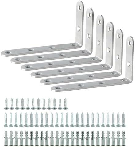 Alise 6Pcs Floating Shelf Brackets, 5x3in Heavy Duty L Bracket for Shelves