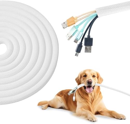 Split Wire Loom 1/2 Inch 25ft, Braided Cable Sleeve for Cable Management, Cord Protector for Pets, TV, Desk & Automotive