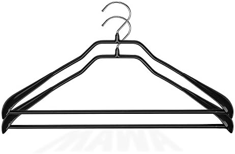 Mawa by Reston Lloyd BodyForm Series Non-Slip Space Savings Clothes Hanger with Pants Bar, 16-1/2", Style 42/LS, Set of 2, Black