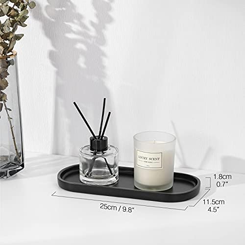 Luxspire 10" Oval Bathroom Tray for Countertop Organizer, Matte Black