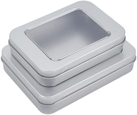24 Pack Metal Storage Organizer Tins, Silver, Mixed Sizes