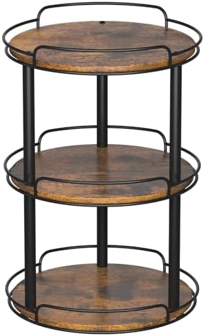 LAMU 12'' Wood Lazy Susan Turntable Organizer for Cabinet, 3 Tier Lazy Susan Spice Rack Organizer for Kitchen, Wood Turn