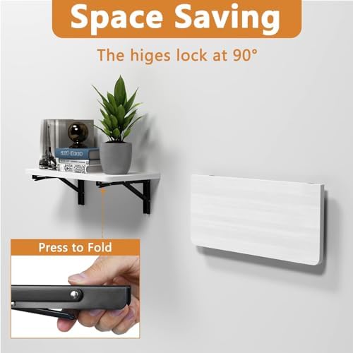 10-Inch Foldable Brackets for DIY Folding Shelves or Tables, L Shelf Brackets Collapsible, Heavy Duty Stainless Steel, M