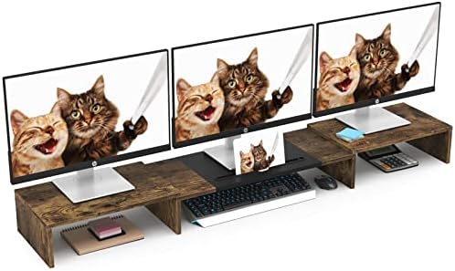 WESTREE Triple Dual Monitor Stand Riser, Extra Long Monitor Stand for 1~2~3 Monitors, Monitor Stand with Length and Angl