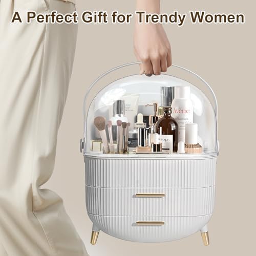 Makeup Organizer for Vanity, Make up Organizers and Storage, Cosmetics Skincare Organizers with Lid and Drawers, Cosmeti