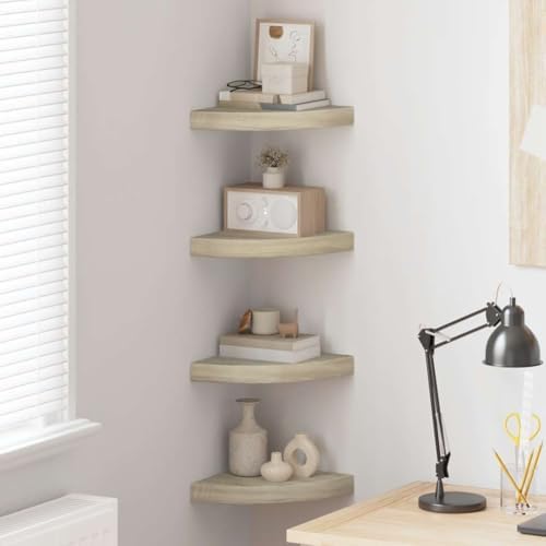 vidaXL Floating Corner Shelves 4 pcs Oak 9.8"x9.8"x1.5" MDF