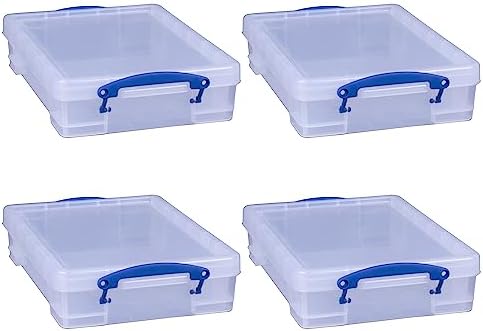 Really Useful Box 4 Liter Plastic Storage File Box Container, 4 Pack