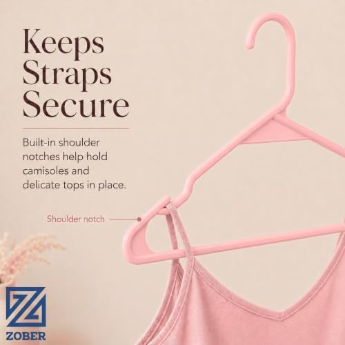 Zober Pink Plastic Hangers 50 Pack, Clothes Hangers Plastic