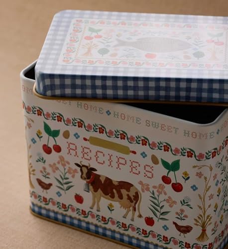RIFLE PAPER CO. Home Sweet Home Recipe Tin, Holds Up To 200 Recipe Cards