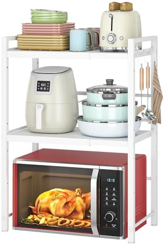 DOLALIKE Expandable Microwave Stand Kitchen Countertop Organizer, White