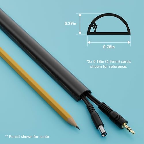D-Line Half Round Cord Hider, Patented Cable Cover, Hide TV Wall Mount Wires, Raceway for Cords, Decorative Wire Covers,