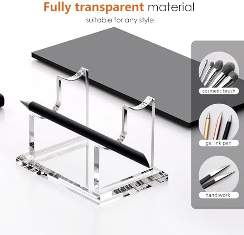 SANRUI 2 Tier Acrylic Pen Holder Display Stand, Clear Desk Pencil Rack