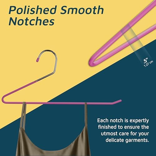 Lifemaster Metal Pants Hanger Set - 50 Pieces Elegant Non-Slip Closet Space Saving Hanger Set for Pants, Trouser, Blankets, and Jeans with Open Ended Sleek Design - Pink