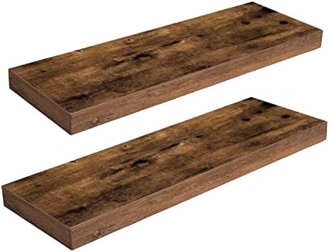 HOOBRO Floating Shelves for Wall, Wall Mounted Shelf Set of 2, 23.6" Hanging Shelf with Invisible Brackets, for Wall Dec