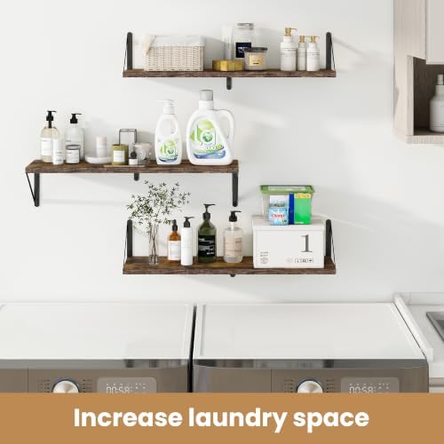 Heimlove Floating Book Shelves for Wall,31.5Inches Long Wall Mounted Bookshelves,Heavy Duty Bracket Shelves for Living R