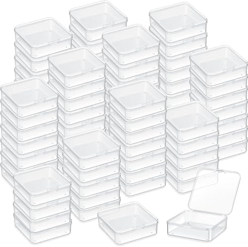 Menkxi 100 Pcs Plastic Bead Storage Containers Box 2.8 x 2.8 x 1 Inch
