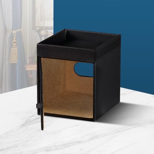 PU Leather Square Tissue Box Cover with Storage Tray - Decorative Organizer for Bathroom Vanity, Night Stands, Office De