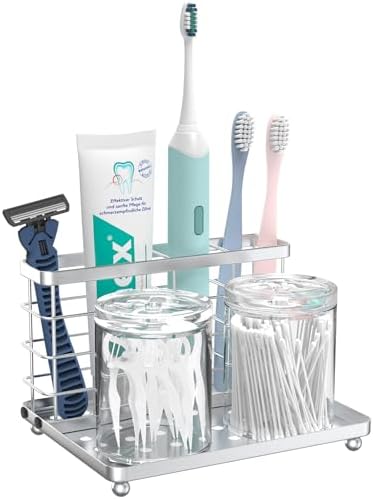 Luxspire Toothbrush Holders for Bathroom, Stainless Steel, 3 Slots, Silver