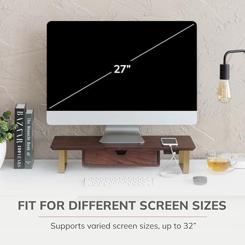 Anji Mountain Monitor Stand for Desk - Desktop Organizer & Laptop Riser, Ergonomic Monitor Riser, Space-Saving, Durable,