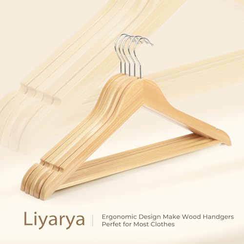 30 Pcs Wooden Hangers, Heavy Duty Clothing Rack for Coat, Suits