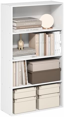 Furinno Jaya Book Shelf, 4-Tier Book Shelf, Bookcase with Open Shelving, Standing Bookshelf, 9.5 x 23.6 x 41.9, for Orga