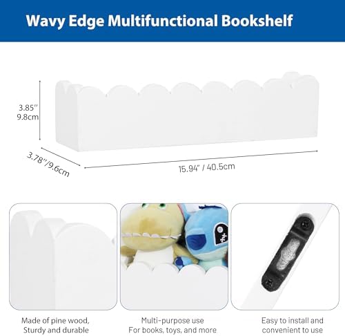 PHOENANCEE Wood Floating Shelves for Wall,Nursery Bookshelf,Kids Book Shelf,Baby Toys Storage Decor Organizer Wall Mount