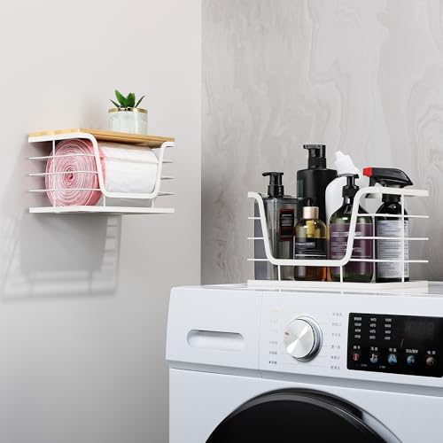 ALOCEO 2 Pack Potato and Onion Storage Bins, Large Trash Bag Holder Under Sink with Bamboo Top, Stainless Steel Pantry O