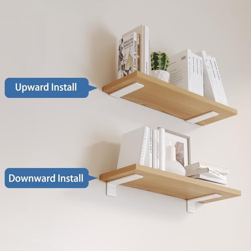 Shelf Brackets 6 inch, Heavy Duty Shelf Bracket 8 Pack L Brackets White Metal Wall Bracket for Shelves Support Bracket w