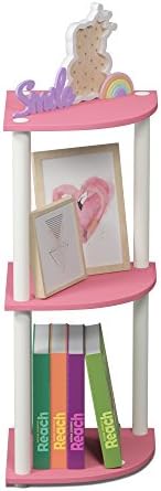 Furinno TURN-N-TUBE Corner Shelf, 3-Tier Corner Bookshelf, Display Storage Shelves with Open Shelves, for Organization a